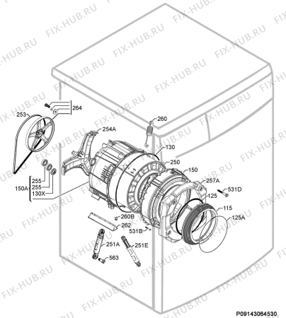 Взрыв-схема стиральной машины Rex Electrolux RWF148543W - Схема узла Functional parts 267